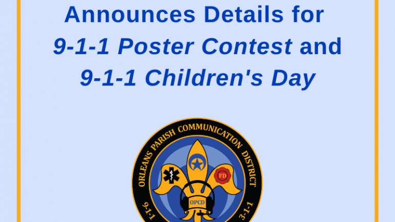 OPCD Announces Details for Annual  9-1-1 Poster Contest and 9-1-1 Children’s Day Event